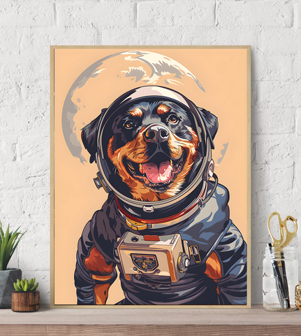 Rottweiler Nasa Astronaut Canvas Wall Art Print
