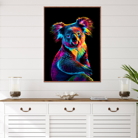Koala Bold Neon Colors Canvas Wall Art Print