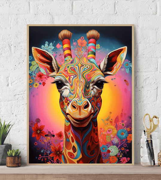 Giraffe bathing Canvas Wall Art print