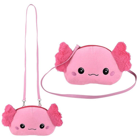 Axolotl Plush Crossbody Bag 11.5"x8" -LLB Toys