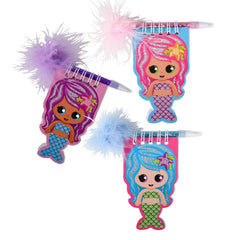 4" MERMAID NOTEBOOK WITH FEATHER PEN LLB Stationary