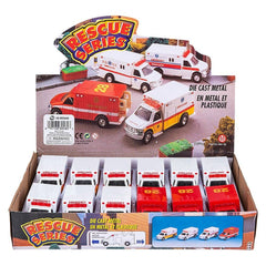 5" DIE-CAST PULL BACK RESCUE AMBULANCE LLB Car Toys