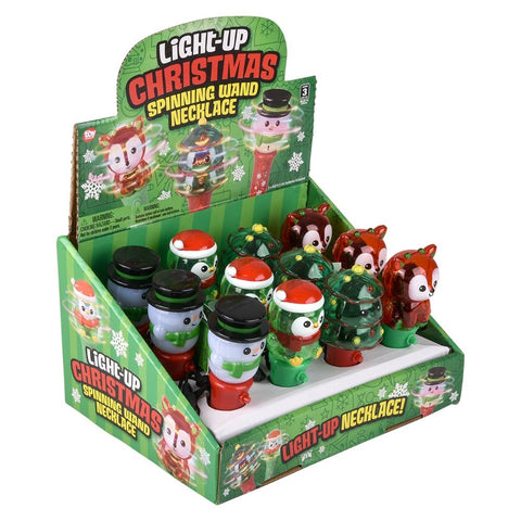Light Up Christmas Spinning Wand Necklaces 4.5" - LLB Toys