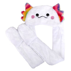 Axolotl plush Hoodie Scarf Hat 35"-White - LLB Toys