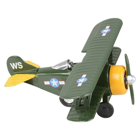 5" DIECAST PULL BACK CLASSIC BIPLANE LLB  Toy Plane-Kids