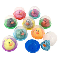 1.5" Rubber Glitter Duckling In 2" Capsule 250ct -  LLB Toys