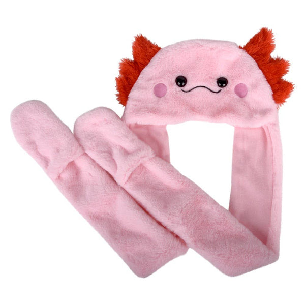 Axolotl plush Hoodie Scarf Hat 3.5