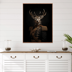Deer in Uniform Canvas Wall Art Print Poster