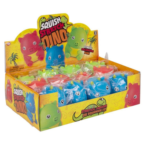 4" Squish And Stretch Dinosaur 12ct - LLB Toys