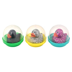 1.5" Rubber Glitter Duckling in 2" Capsule 250ct - LLB Toys