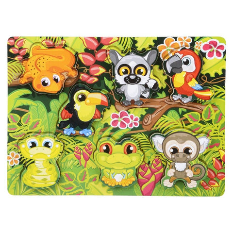 11.75" x 10.25" 7 PC CHUNKY RAINFOREST PUZZLE LLB Puzzle