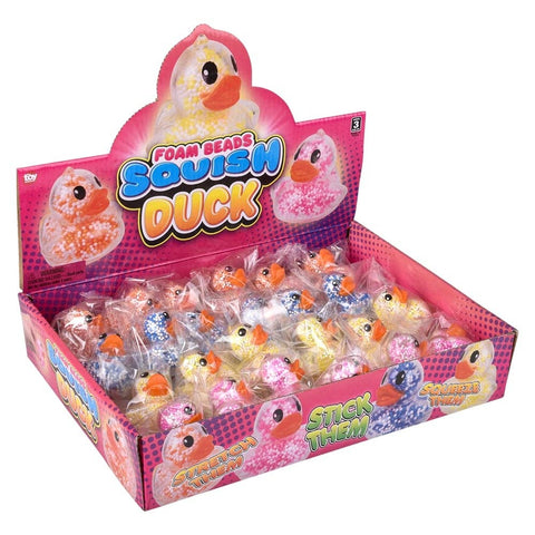 2.3" Mini Squeezy Foam Bead Ducky 24ct - LLB Toys