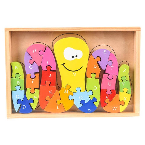 9.25" x 6.5" WOODEN OCTOPUS LETTER PUZZLE LLB Puzzle