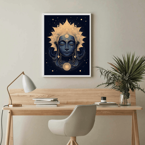 Space Mystical Buddah Meditation Canvas Wall Art Print