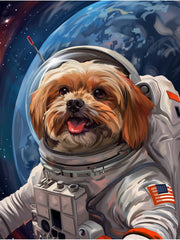 Shih Tzu Gold Nasa Astronaut Canvas Wall Art Print