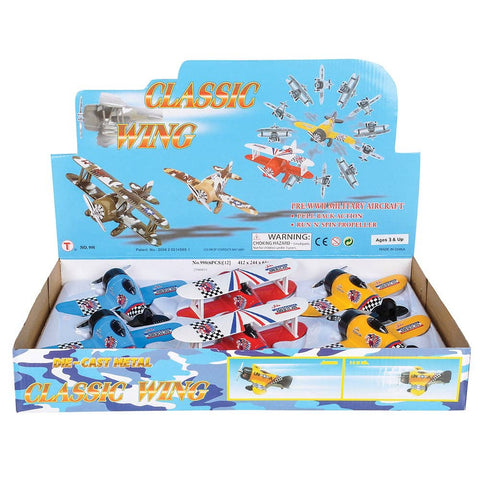 6.5" DIE-CAST PULL BACK CLASSIC WING AIRPLANE LLB Car Toys