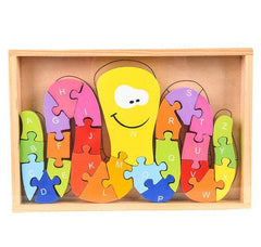 9.25" x 6.5" WOODEN OCTOPUS LETTER PUZZLE LLB Puzzle