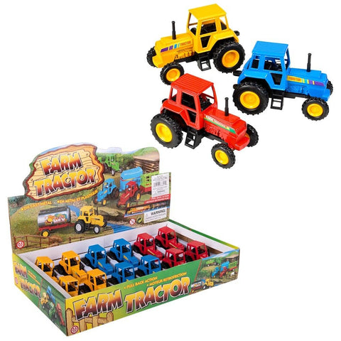 3.75" DIE-CAST PULL BACK FARM TRACTORS LLB Car Toys