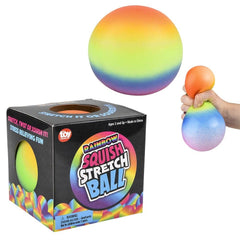 4" SQUISH AND STRETCH RAINBOW GUMMI BALL - LLB Squishy Toys