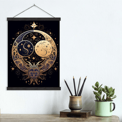 Yin Yang Gold Abstract Canvas Wall Art print 2