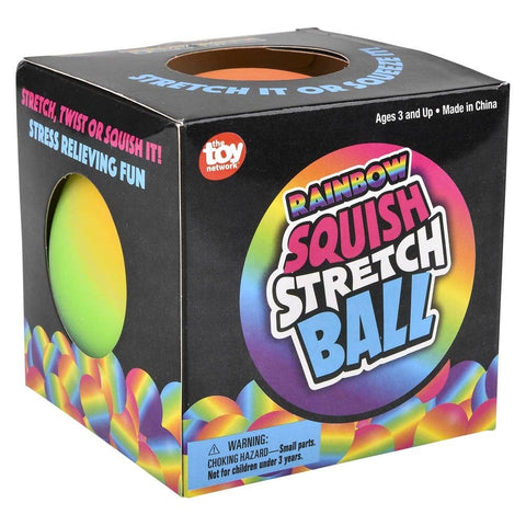 4" SQUISH AND STRETCH RAINBOW GUMMI BALL - LLB Squishy Toys