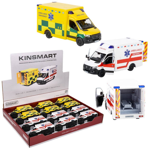 5" Diecast Mercedes-Benz Sprinter Ambulance 12ct - LLB Toys