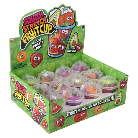 Squishy Stretchy 6pc Fruit Cup 12ct - LLB Toys