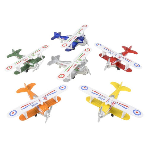 5.25" DIE-CAST PULL BACK CLASSIC BIPLANE LLB Car Toys