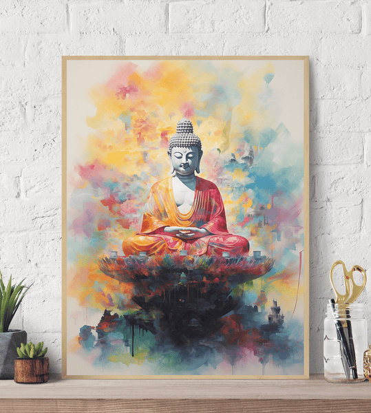 Buddha Serenity Meditation Brush Canvas Wall Art Print