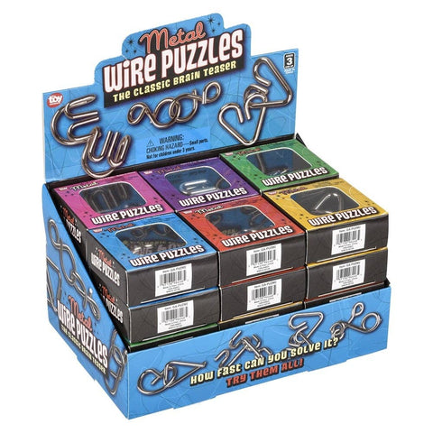 2" Metal IQ Wire Puzzles 24ct - LLB Toys