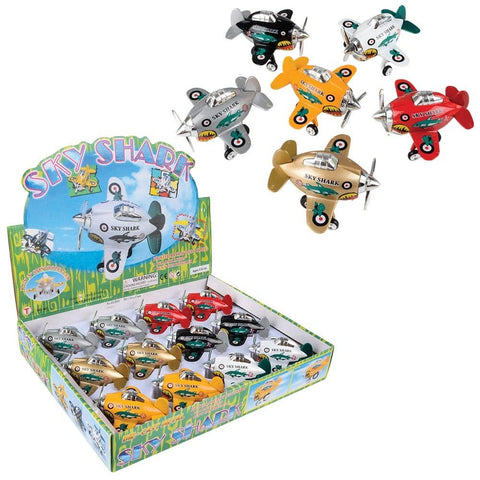 3.5" DIE-CAST PULL BACK SKYSHARK PLANE LLB Car Toys