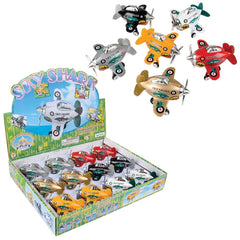 3.5" DIE-CAST PULL BACK SKYSHARK PLANE LLB Car Toys