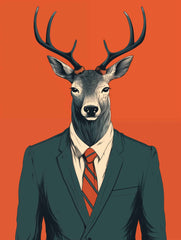 Deer Suit Canvas Wall Art print