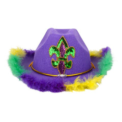 Feather Rimmed Fleur De Lis Cowboy Hat - LLB Toys