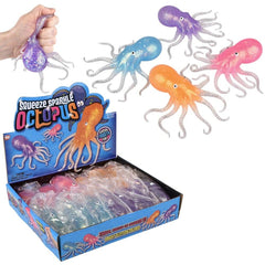 6" Squeeze Sparkle Confetti Octopus- LLB Toys