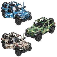 5" Die-cast 2018 Jeep Wrangler Camo Open Top Car - LLB Toys