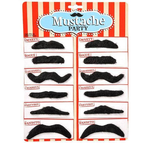 MUSTACHES 2.5-3.5" 12PCS/CARD LLB kids toys