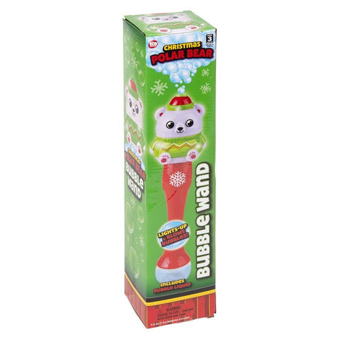 Light-Up Christmas Polar Bear Bubble Wand 13.5" - LLB Toys