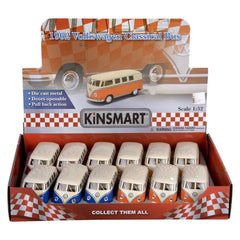 5" Diecast Pull Back 1962 Vw Classic Bus 12ct - LLB Toys