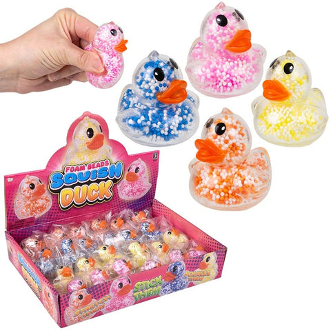 2.3" Mini Squeezy Foam Bead Ducky 24ct - LLB Toys
