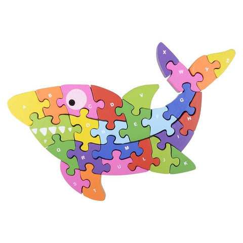 10.25" x 6.5" WOODEN SHARK LETTER PUZZLE LLB Puzzle