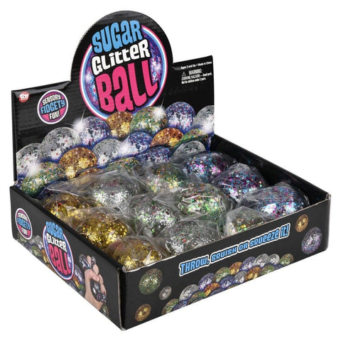 2.4" Sequin Squeezy Sugar Ball 12ct LLB Squishy Toys