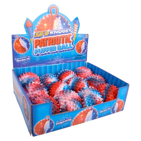 4" Patriotic Light Up Knobby Puffer Ball - LLB Toys