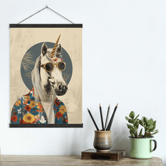 Hippie Unicorn Fashion Canvas Wall Art Print