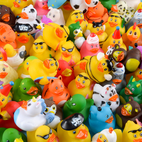 2" Rubber Ducky Assortment Bag Novelty Toy 100ct - LLB Toys