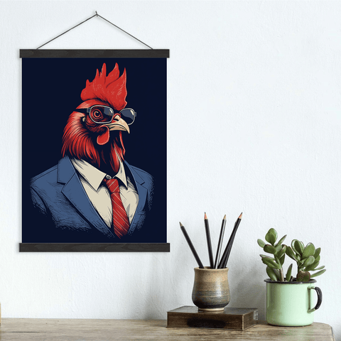 Rooster Suit Canvas Wall Art print