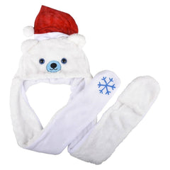CHRISTMAS plush HOODIE SCARF HAT 35" - LLB Toys