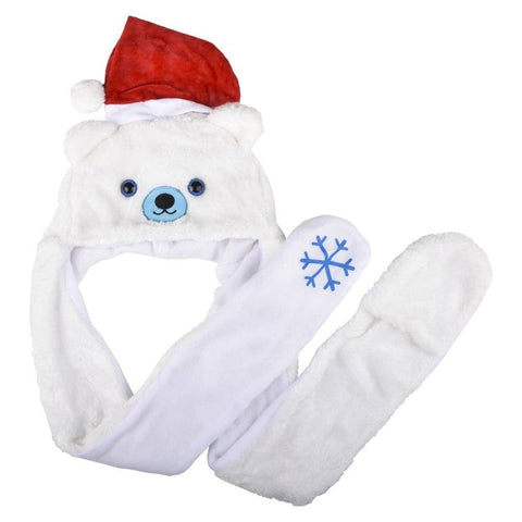 CHRISTMAS plush HOODIE SCARF HAT 35" - LLB Toys