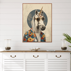 Hippie Unicorn Fashion Canvas Wall Art Print