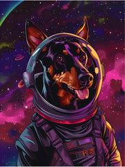 Astronaut Doberman Canvas Wall Art Print